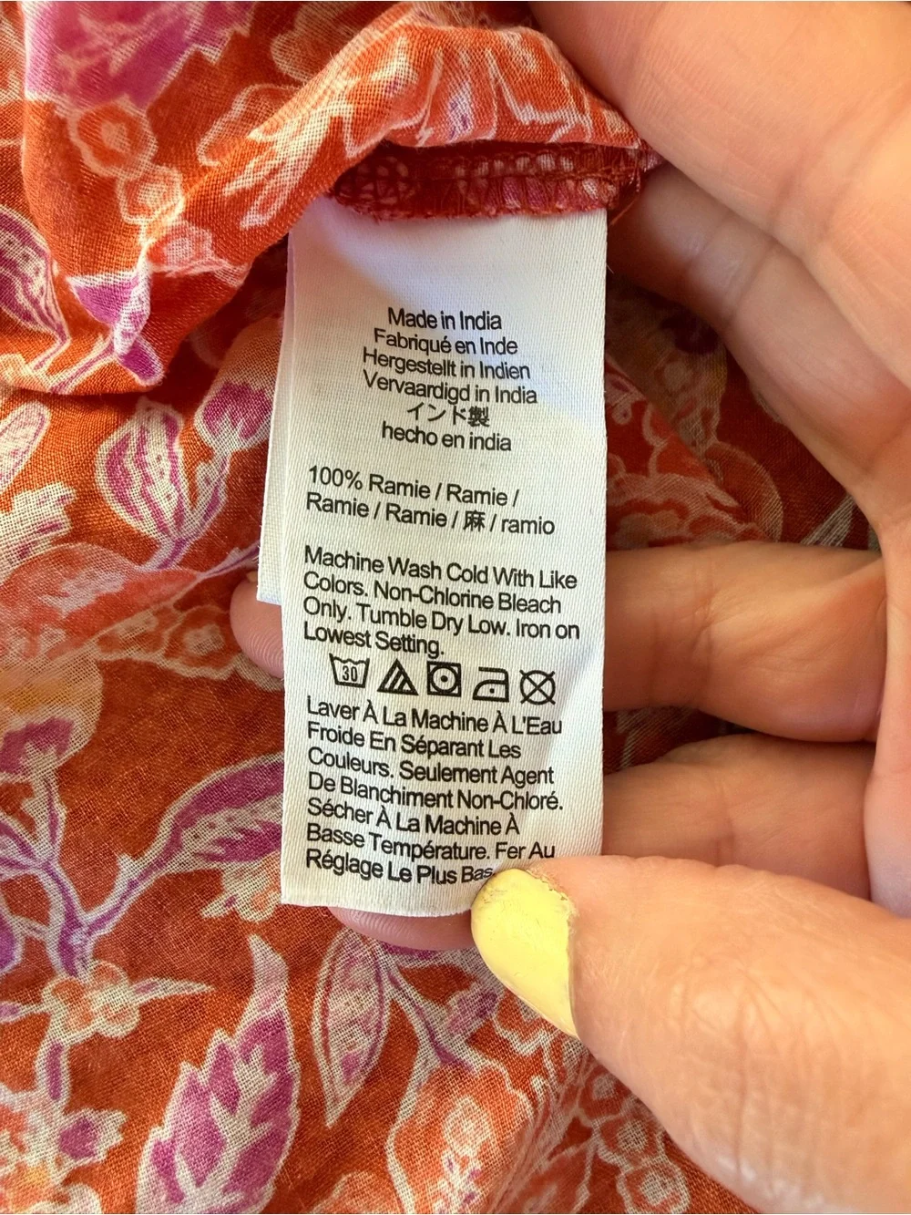 J. Crew Rusty-Orange Floral Ramie Fabric Split-Neck Tunic #129